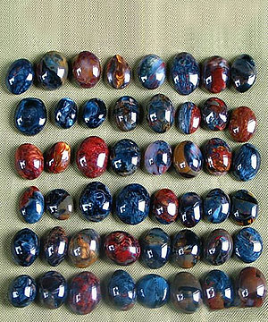 Blue,Gold & Red Pietersite Ring Cabochons lot,Chatoyant,Gemstone