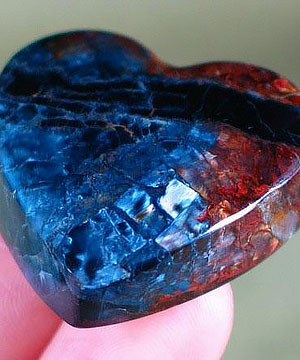 Blue & Red Pietersite Heart Pendant,Chatoyant,Gemstone, Jewelry