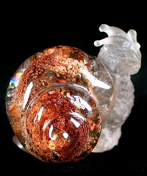 RARE Phantom Quartz Rock Crystal Snail, rainbows