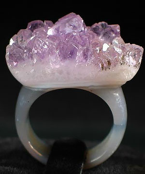 Size 10, Agate & Amethyst Amethyst Druse Ring Quartz, Jewelry