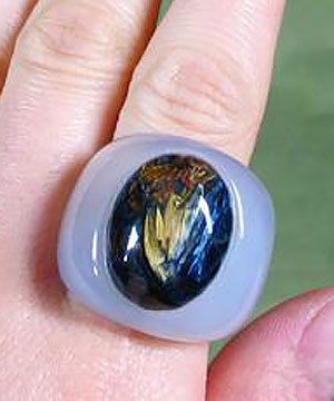 Size10 Pietersite Carved Crystal Ring in Agate
