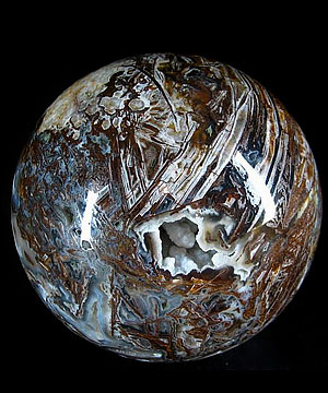 Giant 5.3“ Tree Leaves Agate Sphere, Crystal Ball