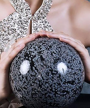 Titan 6.7" Snowflake Obsidian Sphere, Crystal Ball