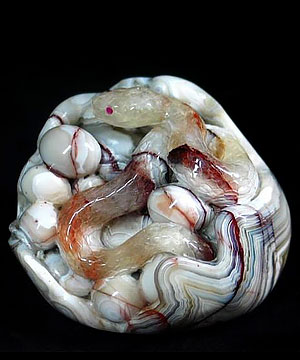 Crazy Lace Agate Carved Crystal Snake