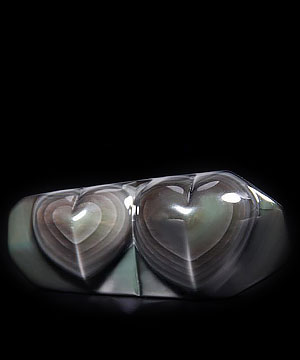 Rainbow Obsidian Carved Crystal Hearts