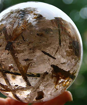 Huge 3.7" Tourmaline Quartz Sphere, Crystal Ball
