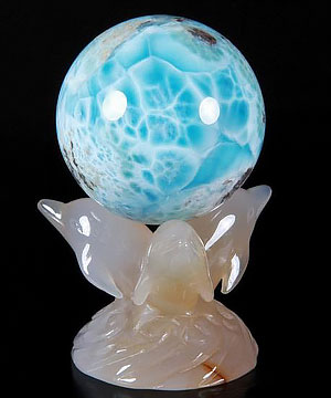 Agate Carved Dolphin Crystal Sphere Stand