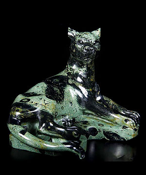 6.4" Kambaba Jasper Carved Crystal Leopard Sculpture