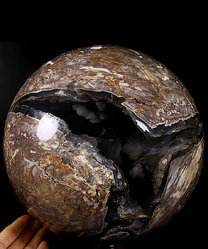 Stunning Unique Geode GIANT 8.7" Dinosaur Egg Agate Sphere, Crystal Ball