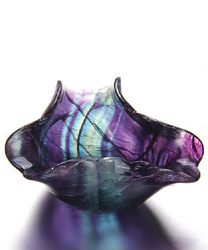 BEAUTIFUL HUGE 3.7" Fluorite Carved Crystal Vessel Sculpture