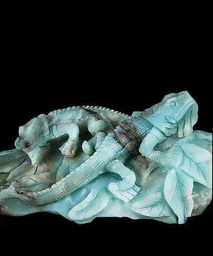 HUGE 7.3" Chinese Amazonite Carved Crystal lizards