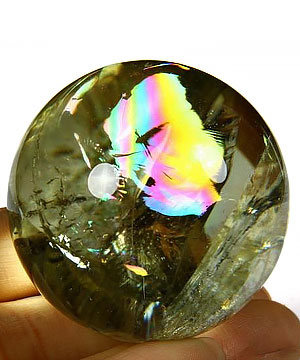 Rainbows Clear Gemstone 1.7" Citrine Sphere, Crystal Ball