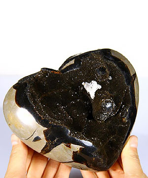 Unique Geode Huge 5.8" Dragon Septarian Stone Carved Crystal Heart