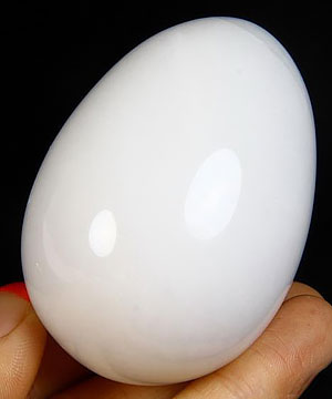 2.4" White Jade Carved Crystal Egg