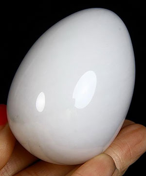2.3" White Jade Carved Crystal Egg