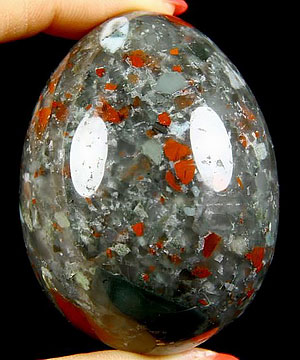 2.2" African Bloodstone Carved Crystal Egg