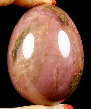 2.2" Pink Rhodonite Carved Crystal Egg