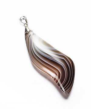 Botswana Agate Crystal Pendant with Sterling Silver