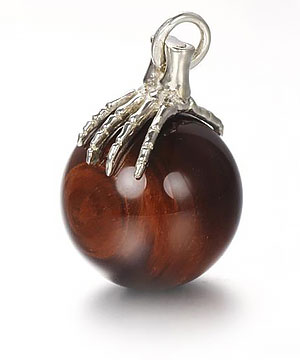 1.7" Crystal Red Tiger Eye Sphere Pendant With Silver hand hook