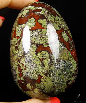 2.6" Dragon Blood Jasper Carved Crystal Egg