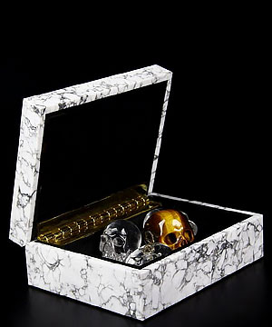 Huge 4.1" Howlite Carved Crystal Jewelry Box