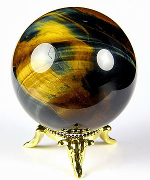 2.0" Blue & Gold Tiger Eye Sphere Crystal Ball