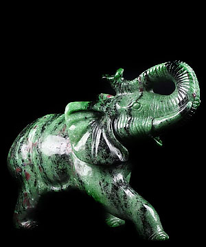 Gemstone 8.0" Ruby Zoisite Crystal Elephant Sculpture