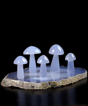 Unique 6.9" Blue Chalcedony Crystal Mushroom Sculpture
