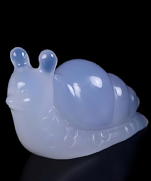 Unique 2.3" Blue Chalcedony Crystal Snail Sculpture