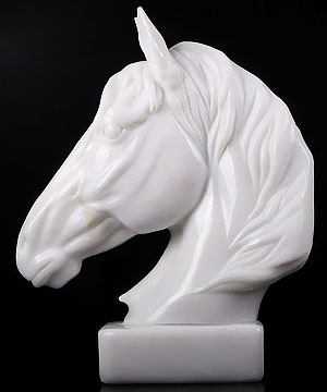 Giant 10.2" White Jade Carved Crystal Horse Head Sculpture, Crystal Healing