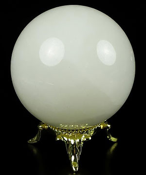 2.1" White Jade Carved Crystal Sphere Ball, Crystal Healing