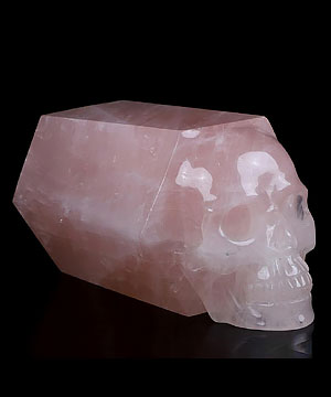 5.0" Rose Quartz Carved Crystal Skull, Crystal Healing