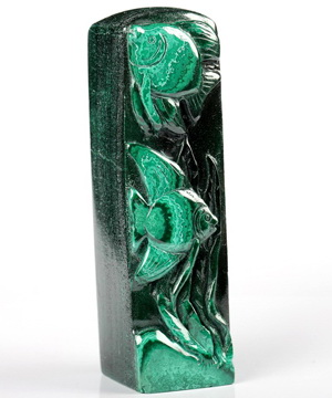 Gemstone 3.1" Malachite Carved Crystal Seal Fish, Realistic, Crystal Healing