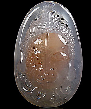 Enhydro, Water Gallbladder Agate 3.1" Agate Carved Crystal Buddha&Devil Sculpture, Crystal Healing,