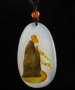 2.0" Agate Carved buddha Crystal Pendant, Crystal Healing