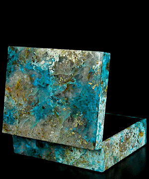 4.1" American Chrysocolla Carved Crystal Jewelry Box, Crystal Healing