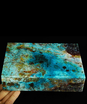 7.1" American Chrysocolla Carved Crystal Jewelry Box, Crystal Healing