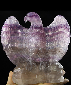 5.9" Fluorite Carved Crystal Eagle Sculpture, Realistic, Crystal Healing