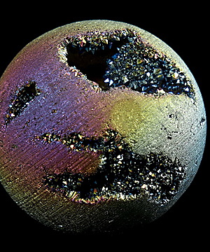 1.5" Aura Titanium Stone Carved Crystal Sphere, Crystal Healing