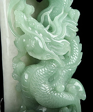 14.0" Green Aventurine Carved Crystal Dragon Sculpture, Crystal Healing