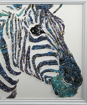 17.3" Agate Carved Gemstone Horse Crystal Picture Sculpture, Crystal Healing