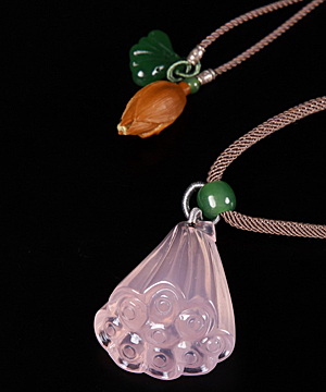 Beautiful 1.5" Rose Quartz Carved Crystal Seedpod of the lotus Necklace, Crystal Healing