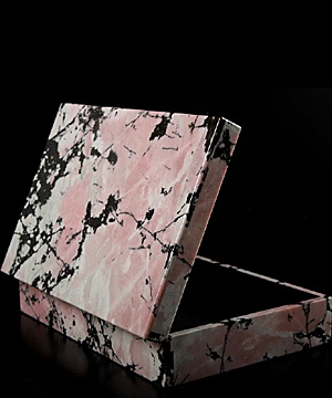7.2" Pink & Black Rhodonite Carved Crystal Jewelry Box, Gemstone BOX, Crystal Healing