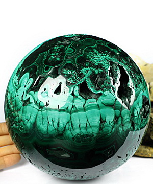 Awesome Huge 5.8" Malachite Geode Carved Ball Crystal Sphere, Crystal Healing