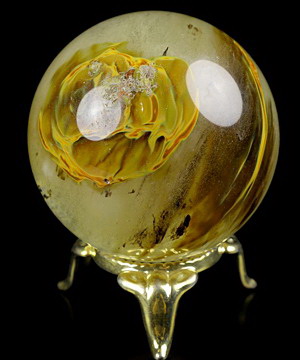 1.9" Smelted Quartz Carved Crystal Sphere, Crystal Healing