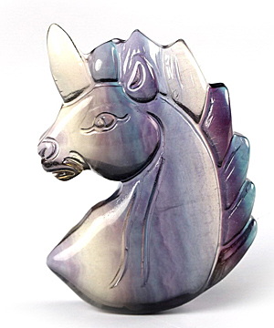 1.5" Fluorite Carved Crystal Unicorn, Realistic, Crystal Healing