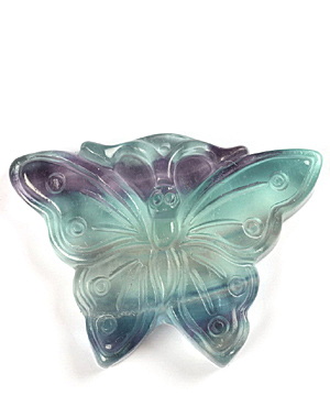 1.6" Fluorite Carved Crystal Butterfly Pendant, Realistic, Crystal Healing