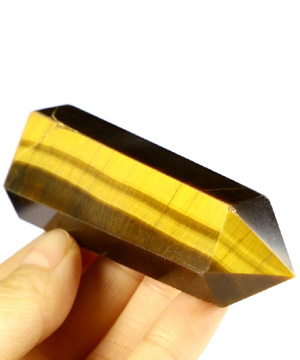 Flash 3.1" Gold Tiger's Eye Carved Crystal Prism, Crystal Healing