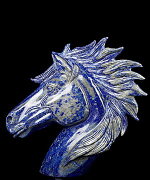 7.9" Lapis Lazuli Carved Crystal Horse Sculpture, Crystal Healing