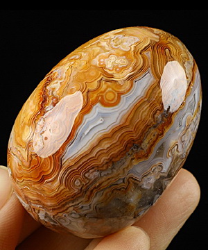 2.0" Red Crazy Lace Agate Carved Gemstone Crystal Egg, Realistic, Crystal Healing